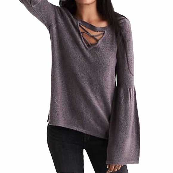 American Eagle Outfitters Sweaters - American Eagle Plush Lace Up Bell Sleeve Sweater M